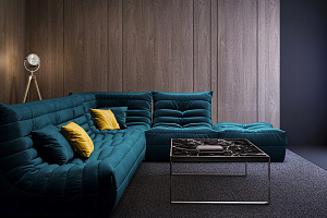 Бескаркасный диван ДеФранс изумрудного цвета в кальянной